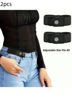 2pcs No Bulge Hassle Buckle-Free Elastic Belts Womens Mens Invisible Belt Jeans.