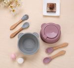 Silicone Suction Bowl And Spoon Matching Feeding Set For Baby Kids Toddlers UK