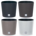 Modern Round Plastic Rattan Effect Flower Plant Garden Flower Herb Planter Pot