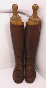 Antique Brown Leather Lace Up Military WW1 Officers Field Boots With Trees