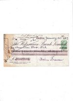 HIBERNIAN  BANK  CHEQUE  1927