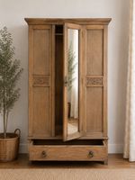 A Rare & Beautiful 110 Year Old Edwardian Antique Oak Wardrobe C 1920