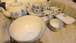Vintage M & S Provence  Blue & White Floral Ceramic Oven Safe Tea Set UK.