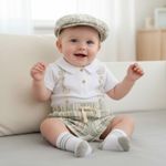 Baby Boy 4 Pce Outfit Set Cap Hat Shorts Socks Bodysuit Green