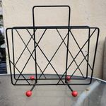 Vintage Retro Sputnik Mid-century Black Wire Atomic Magazine Record Rack Holder