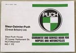 PUCH Moped & Motorcycle Guarantee & Service Book JAN 1980 #907.3.71.344.8 0180