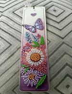 Diamond Art Purple Floral Plastic Bookmark with Tassel completed