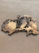 8.0 Inches Large Chinese Old HeTian Jade Hand Carved *Beast* 2Faces Plaque