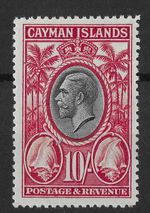 Cayman Islands 1935 GV 10/- Conch Shells SG107 LHM Cat£120
