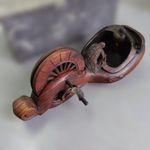 Sumitsubo Turtle Phoenix Carved Wooden Japanese Ink Pot Chalk Line