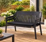 Outdoor Indoor 2 Seater Garden Bench Patio Bistro Coffee Sofa Black Plastic UK