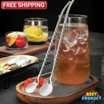 2/4/8pcs Stainless Steel Silver Straw Spoon Set Multifunctional Straw Spoons Set
