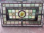 Reclaimed Victorian Stained Glass window - Heavy Metal Frame, Hand Painted 