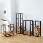 Neo Black Firewood Log Wood Rack Storage Holder  Metal Shelf Stand Tall Steel