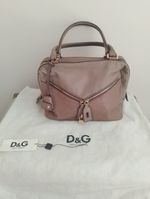 Dolce & Gabanna Beige/Taupe Shoulder Bag - Gold Coloured D&G Embossed Hardware