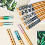 5 Pairs Bamboo Chopsticks – Reusable Sushi Chinese Japanese Style Gift/Home UK