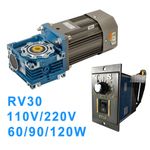 Adjustable RV30 60W/90W/120W 110/220V Worm Gear Speed Reducer With Keyway Motor