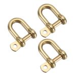 D-Ring Shackle, 3pcs 6mm Inner Width Solid Brass Screw Small Bow Shackle