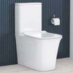 Orion Close Coupled Rimless Toilet Square Pan with Slim Soft Close Seat, Cistern