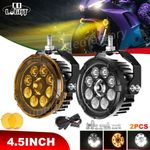 NEW 2X 4.5" inch HI/LOW Beam Amber White DRL Motorcycle Auxiliary Spot Lights