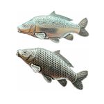 Set Of 2 Leather, Common Carp Handcrafted In English Pewter Badges TSB F42 F35