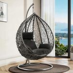 Hanging Rattan Egg Chair Garden Swing Chairs Patio Indoor Outdoor With Cushions