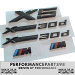Fits BMW X5 + 2x Xdrive 30d + 2x M Wing Badges In Gloss Black E70 F15