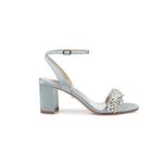 Badgley Mischka Clara Light Blue Satin Embellished Block Heel Bridal Sandals 8.5