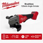 Milwaukee 125mm Brushless Angle Grinder 3 Gears Variable Speed 18V Cordles