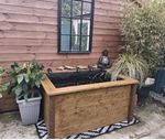 Raised Garden Pond w/ Bench Top Rectangular Water Feature 130x90x66cm ReadyToUse