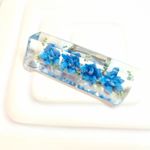 Vintage Reverse Carved Lucite Brooch Blue Rose Rhomboid Brooch 