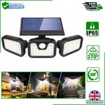 Solar Security Lights Motion Sensor Outdoor Waterproof LED Wall Floodlight UK