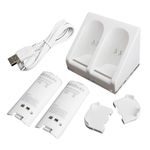 BOX CHARGER DOCKING STATION + 2x RECHARGEABLE BATTERY  FOR WII REMOTE UK SELLER