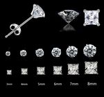 2Pcs Mens Womens Girls DIAMOND CUT CRYSTAL Sterling Silver Ear Studs Earrings