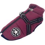Dog Coat Waterproof With Harness Jacket Raincoat Winter Zip Coats Pet Hole Warm