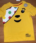 Pudsey Bear Children In Need Yellow Short Sleeved T-shirt  Age 18-24 months
