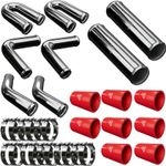51mm 2" Universal Intercooler Kit Pipe Hose Red HOSES Alloy Silicone ASH FMIC