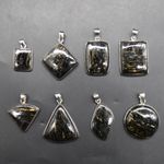 Greenland Nuummite Cabochon Pendant in Sterling Silver – 1 Piece – 33 Styles