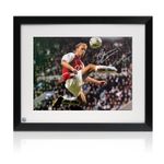 Dennis Bergkamp Signed Arsenal Football Photo: The Statue. Framed