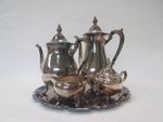 Vintage Viners Silver Plated 4 Pieces Coffee/ Tea Set Caviler Tray