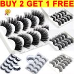 UK 5 Pair 3D Mink False Eyelashes Wispy Cross Long Thick Soft Fake Eye Lashes