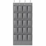 24 Pocket Over Door Shoe Organiser Hanging Storage Rack Grey Wardrobe UK