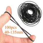 100pcs 40-135mm Mixed Rubber Drive Belts for Cassette Tape Deck CD DVD Player