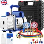 Vacuum Pump 4CFM 1/3 HP HVAC AC Refrigeration Kit 5PA Vacuum Manifold Gauge Set