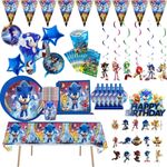 Sonic the hedgehog tablecloth Plates cups napkin Kids Birthday party decoration