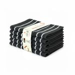 5 Pack Cotton Kitchen Tea Towels Grey White Stripe Dish Drying Towels