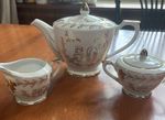 Vintage Lefton Ceramic Hand Painted 50th Anniversary Tea Cup Set W/22k Gold Trim