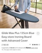 Joseph Joseph Glide Max Plus 135cm Ironing BoardAdvanced Cover New Other