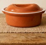 Emile Henry France Ceramic Oval Casserole Dish with Lid - Terracotta Orange