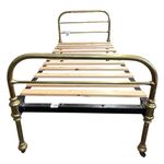 Antique Brass and Iron Bed Frame with Castors